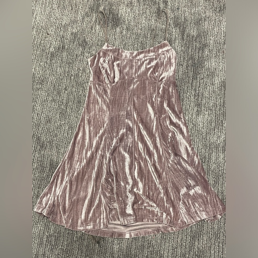 Light purple velvet spaghetti strap dress